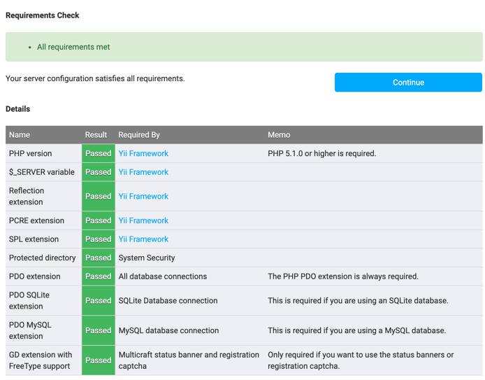 Multicraft Requirements Check.